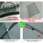 10 Holes Automatic Foldable Fishing Net Nylon Shrimp Crab Minnow Trap Fish Cast Net Fishing Tackle, 10 Holes