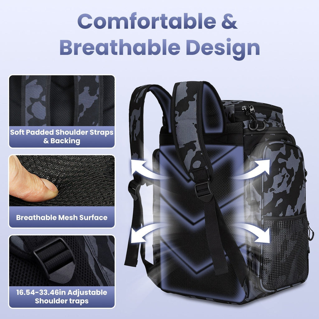 Fishing Backpack 42L with Rod Holders & 16 Pockets