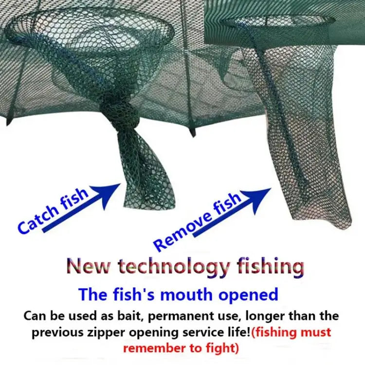 12 Holes Automatic Foldable Fishing Net Nylon Shrimp Crab Minnow Trap Fish Cast Net Fishing Tackle, 12 Holes
