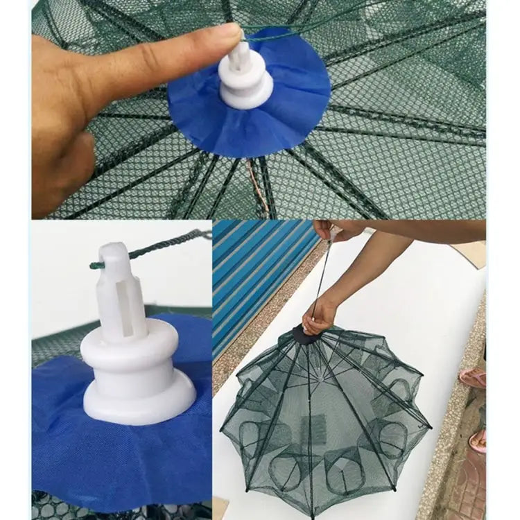 12 Holes Automatic Foldable Fishing Net Nylon Shrimp Crab Minnow Trap Fish Cast Net Fishing Tackle, 12 Holes