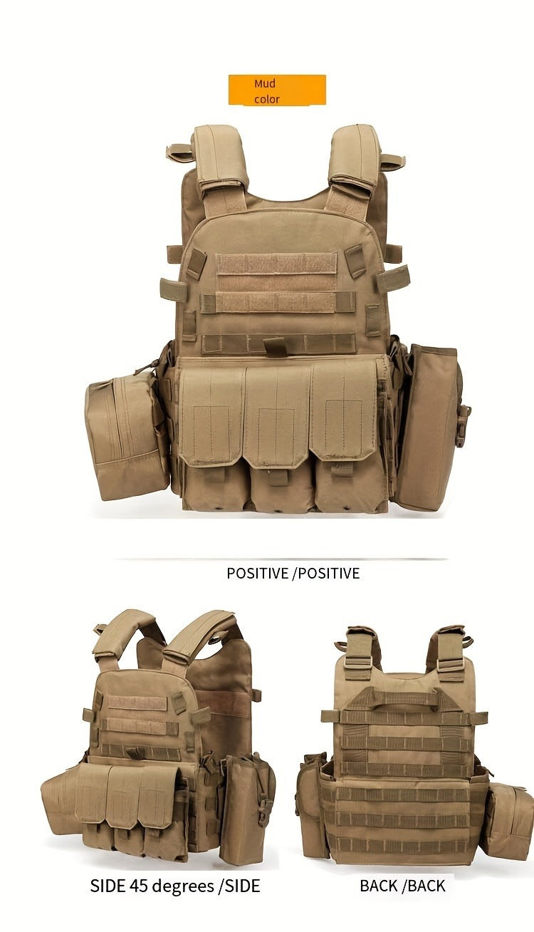 Tactical MOLLE Vest 6094 Adjustable Combat Chest Rig with Multi-Pocket System for Outdoor Hunting Training Airsoft CS Wargame Hiking Camping