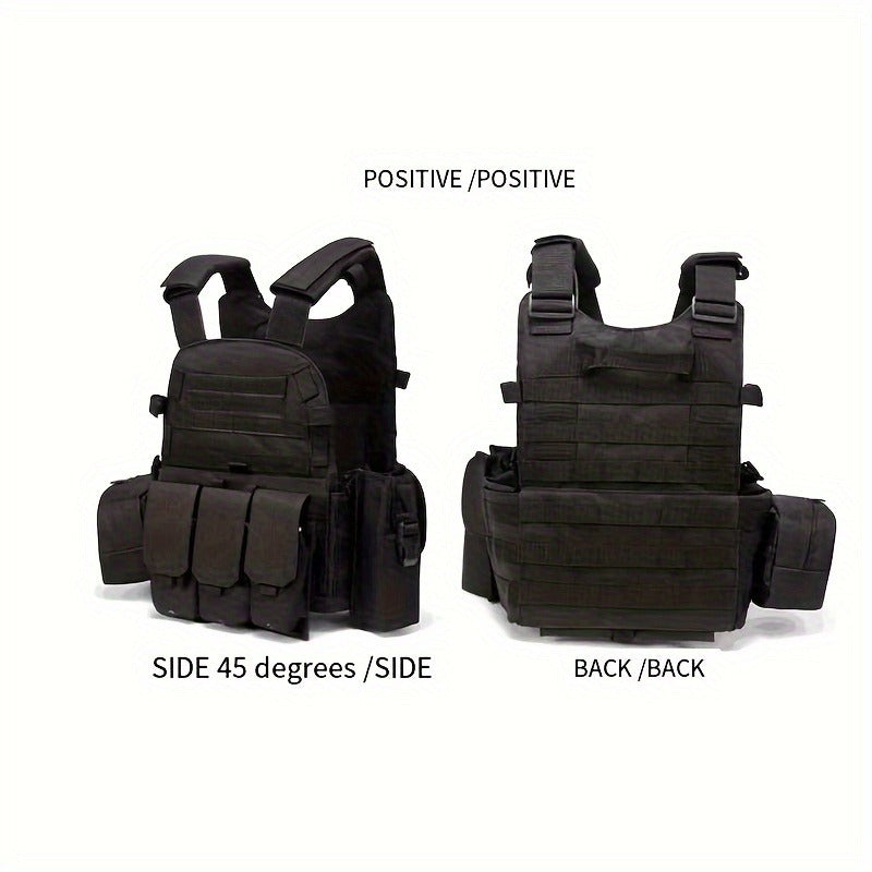 Tactical MOLLE Vest 6094 Adjustable Combat Chest Rig with Multi-Pocket System for Outdoor Hunting Training Airsoft CS Wargame Hiking Camping