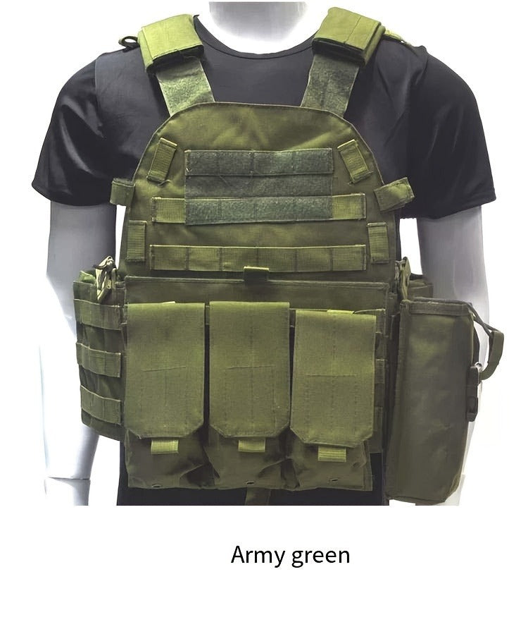 Tactical MOLLE Vest 6094 Adjustable Combat Chest Rig with Multi-Pocket System for Outdoor Hunting Training Airsoft CS Wargame Hiking Camping