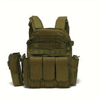 Tactical MOLLE Vest 6094 Adjustable Combat Chest Rig with Multi-Pocket System for Outdoor Hunting Training Airsoft CS Wargame Hiking Camping