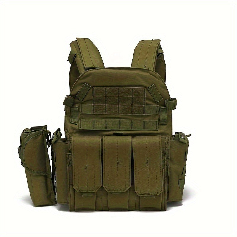 Tactical MOLLE Vest 6094 Adjustable Combat Chest Rig with Multi-Pocket System for Outdoor Hunting Training Airsoft CS Wargame Hiking Camping