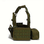 Tactical MOLLE Vest 6094 Adjustable Combat Chest Rig with Multi-Pocket System for Outdoor Hunting Training Airsoft CS Wargame Hiking Camping