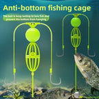 Fishing Hook Cage Set 3pcs Anti-Snag Double Hook Rig with Non-Twist Explosive & Flip Hooks – Carbon Steel Green Lure Fishing Bottom Hanging Prevention, Size 10# & 12#, Great Father's Day Gift