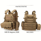 Tactical MOLLE Vest 6094 Adjustable Combat Chest Rig with Multi-Pocket System for Outdoor Hunting Training Airsoft CS Wargame Hiking Camping