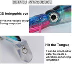 Large Simulation Squid Fishing Lures Bait Kit - 4Pcs with 3D Holographic Eyes & Built-in Multicolored Lead Blocks