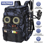 Fishing Backpack 42L with Rod Holders & 16 Pockets