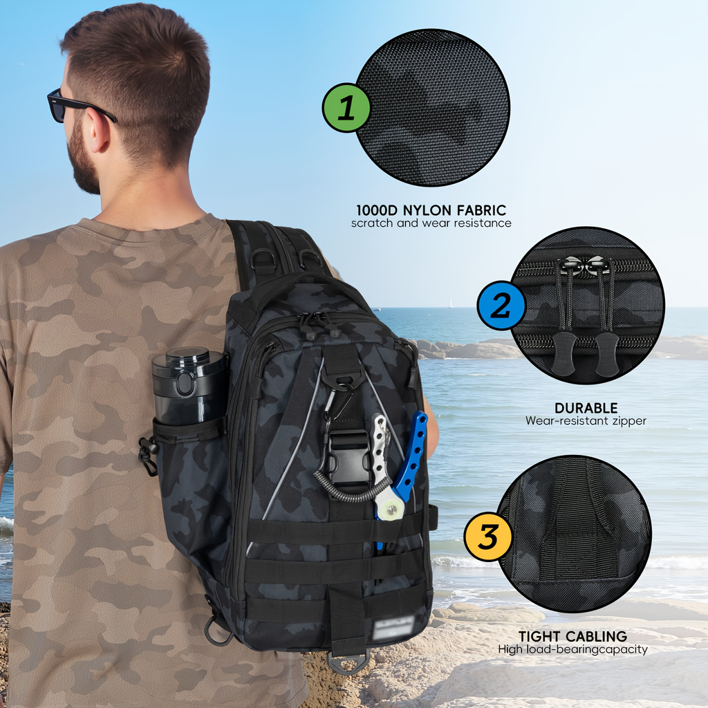 Waterproof Fishing Backpack Tackle Sling Bag – Rod Holder Daypack for Shore, Kayak & Fly Fishing | Men Women Outdoor Gear