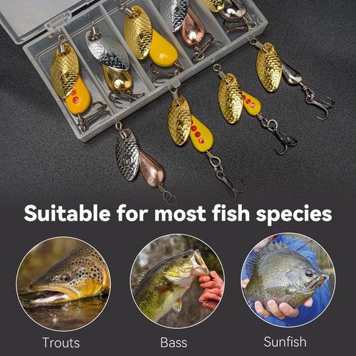 QualyQualy Trout Spinners Fishing Lure Kit - Assorted - Pack of 5 (Trout Lure- 1/10 oz)