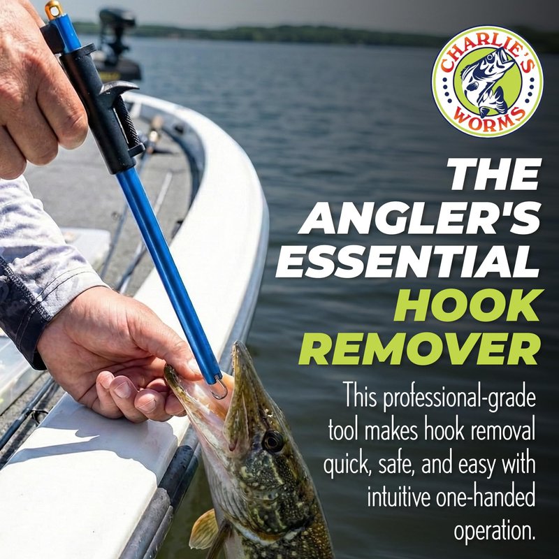 Rite Angler Fishing Hook Removal Tool – Stainless Steel Fish Hook Remover, Hook Extractor for Easy Unhooking, Dehooking and Quick Release Fishing Must Have Accessories Long Remover – 13.5", Blue/Black