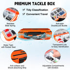 PLUSINNO 253/387pcs Fishing Gear Accessories Kit, Fishing Tackle Box with Tackle Included, Fishing Hooks, Fishing Weights Sinkers, Spinner Blade, Fishing Equipment for Bass Trout Bluegill Crappie