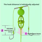 Fishing Hook Cage Set 3pcs Anti-Snag Double Hook Rig with Non-Twist Explosive & Flip Hooks – Carbon Steel Green Lure Fishing Bottom Hanging Prevention, Size 10# & 12#, Great Father's Day Gift