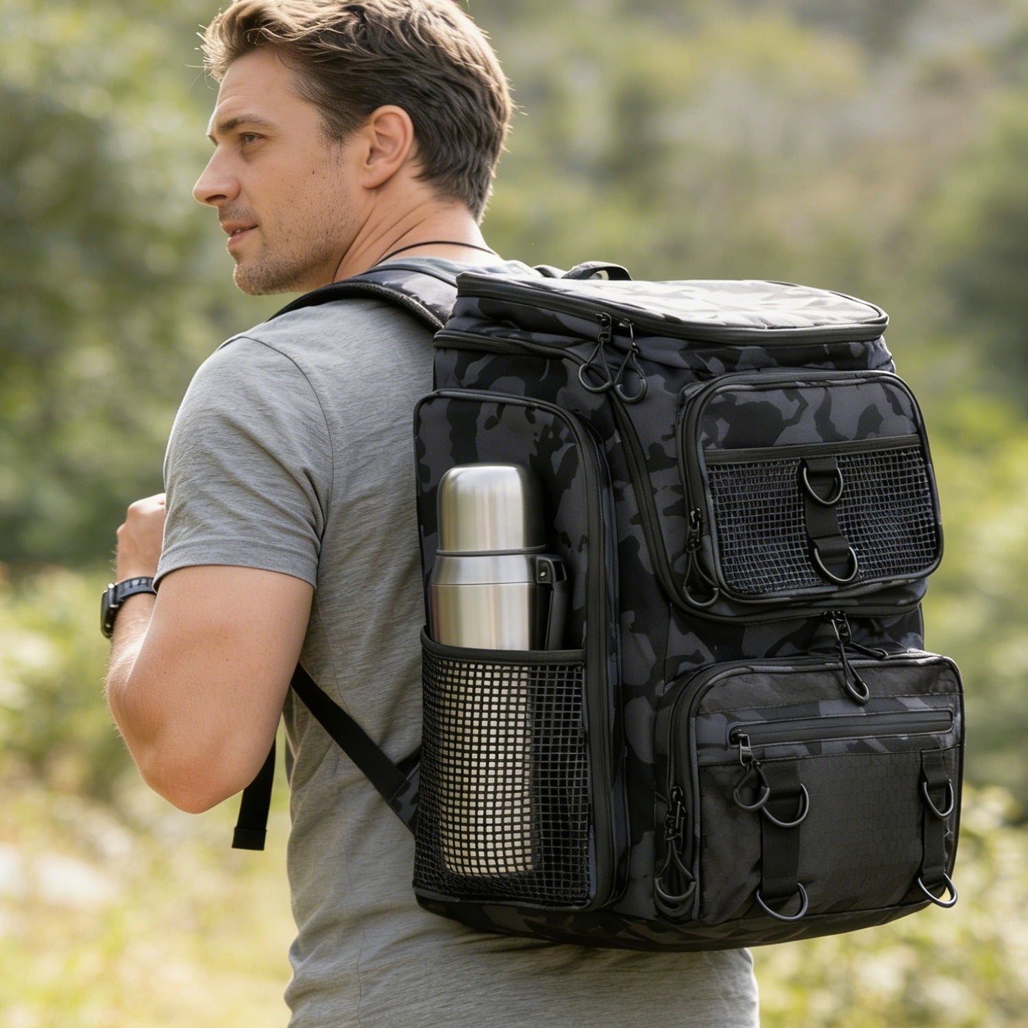 Fishing Backpack 42L with Rod Holders & 16 Pockets