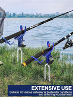 Fishing Rod Holder Ground Stake 360° Adjustable 2pcs Set, Heavy Duty Shore & Beach Rod Bracket Stand for Surf Fishing, Bank Fishing & Outdoor Angling, Reinforced Pole Support Holder