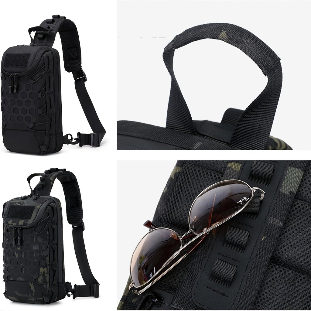 MOLLE Shoulder Bag – Large Capacity Tactical Chest Pack, Waterproof Nylon EDC Crossbody Bag for Hiking, Cycling, Fishing & Camping, Multi-Compartment, Adjustable Strap