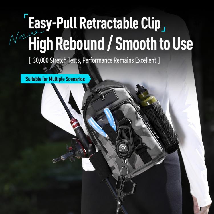 Retractable Reel Carabiner 80cm Steel Wire Anti-Lost Holder for Fishing Scissors Fish Gripper Outdoor Tools