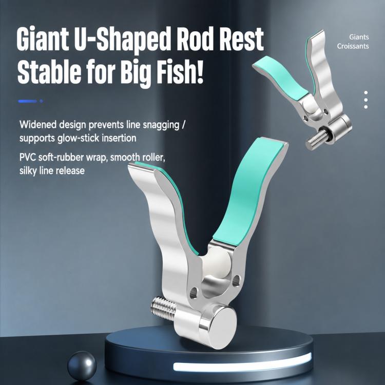 Aluminum Alloy Big Fish U Shape Rod Rest Head Rotatable Roller Fishing Pole Holder