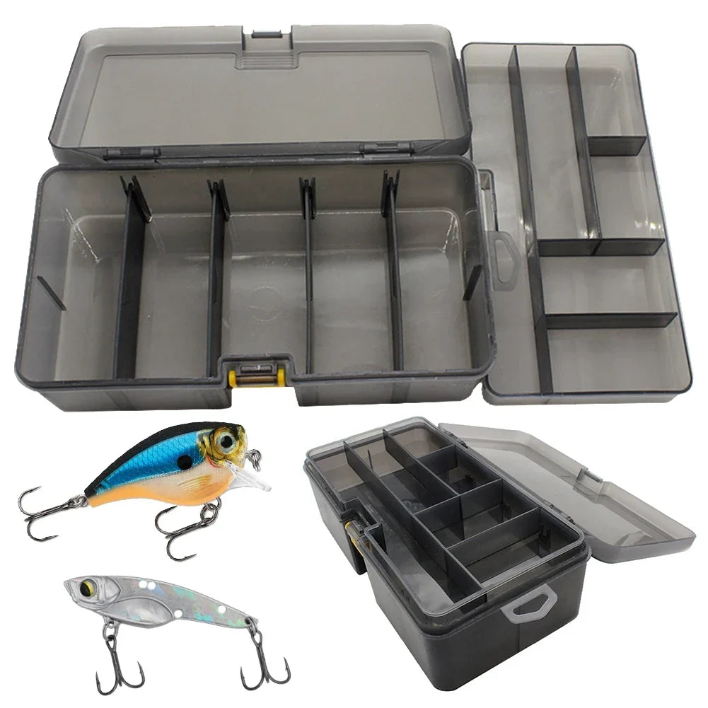 Double Layer Fishing Box Waterproof Plastic Lure Adjustable Dividers