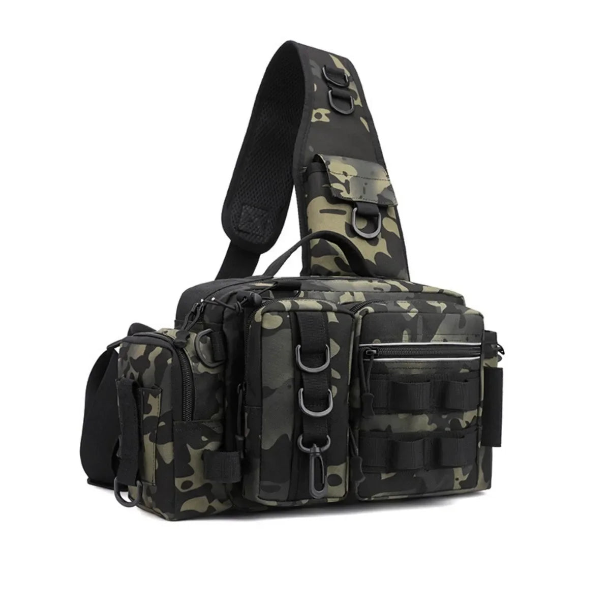 Large Camo Fishing Tackle Bag – Waist, Crossbody & Shoulder