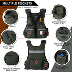 Multi-pockets Fly Fishing Jacket Buoyancy Vest Water Bottle Holder