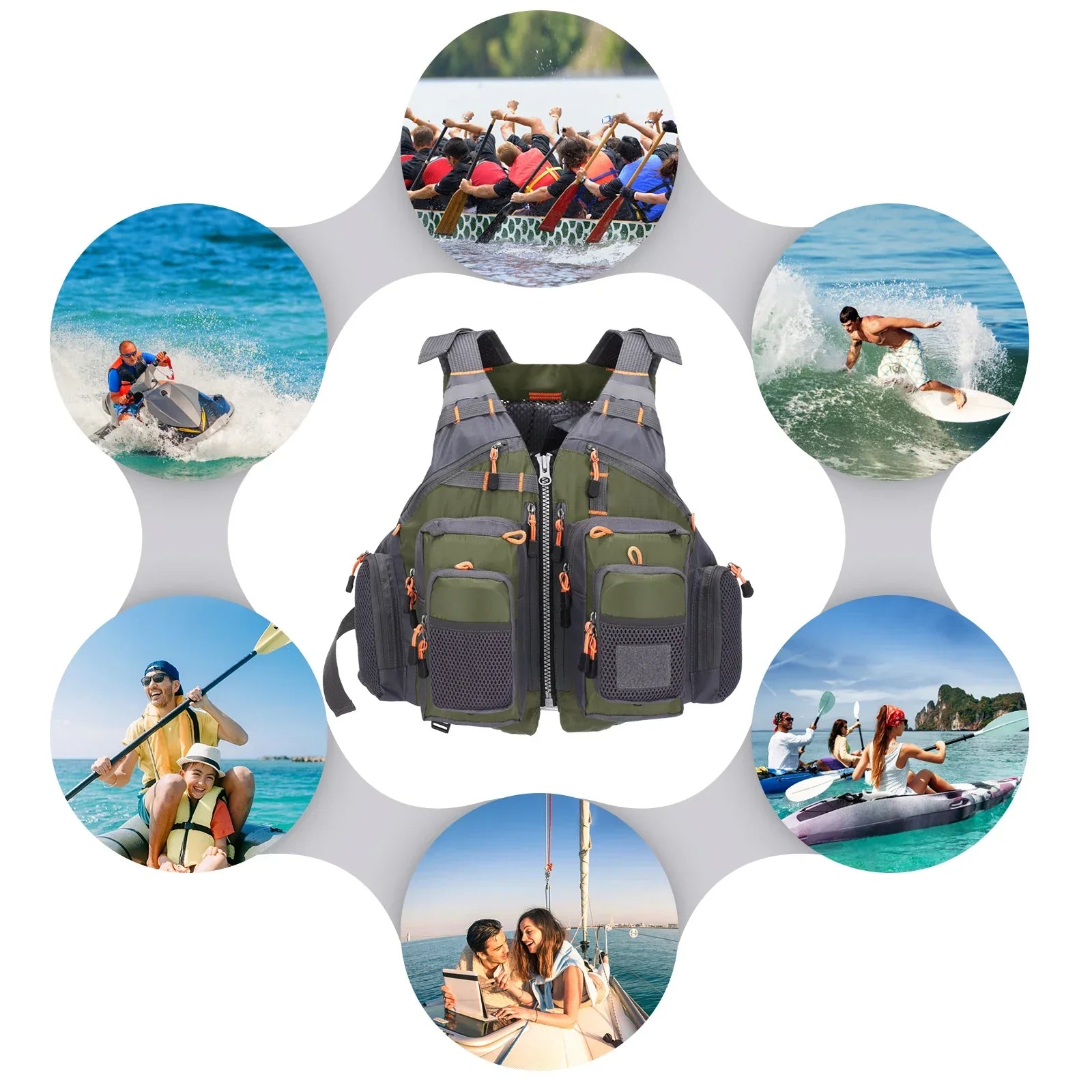 Breathable Fishing Life Vest | 11-Pocket 209 lb Flotation Jacket
