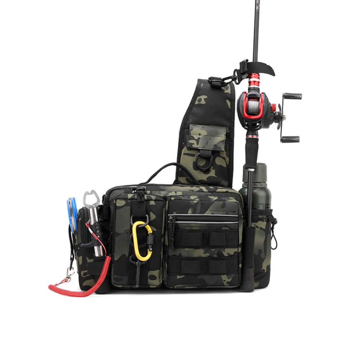 Large Camo Fishing Tackle Bag – Waist, Crossbody & Shoulder