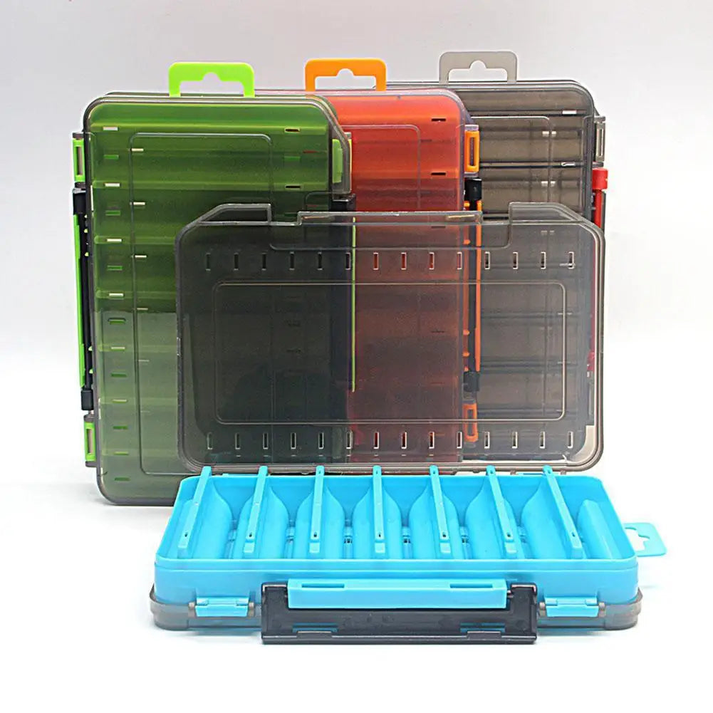 Double-Sided Fishing Tackle Box – 14 Compartments, 5 Colors