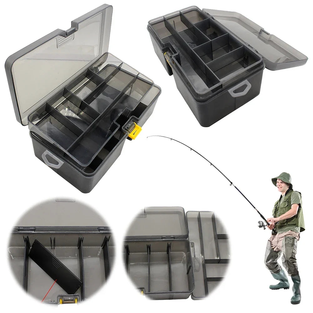 Double Layer Fishing Box Waterproof Plastic Lure Adjustable Dividers