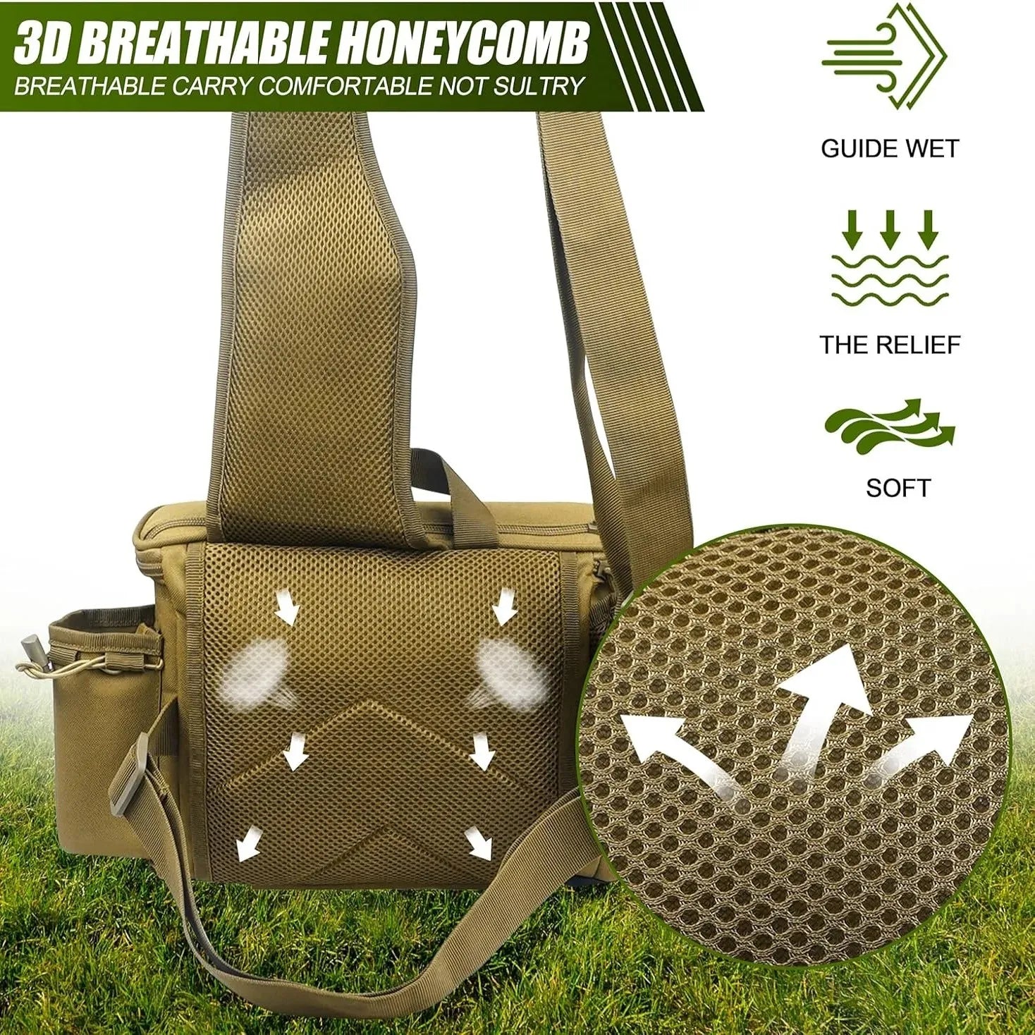 Fishing Tackle Backpack & Crossbody Bag with Rod Holder