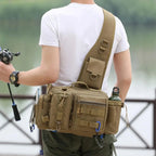 Fishing Tackle Backpack & Crossbody Bag with Rod Holder