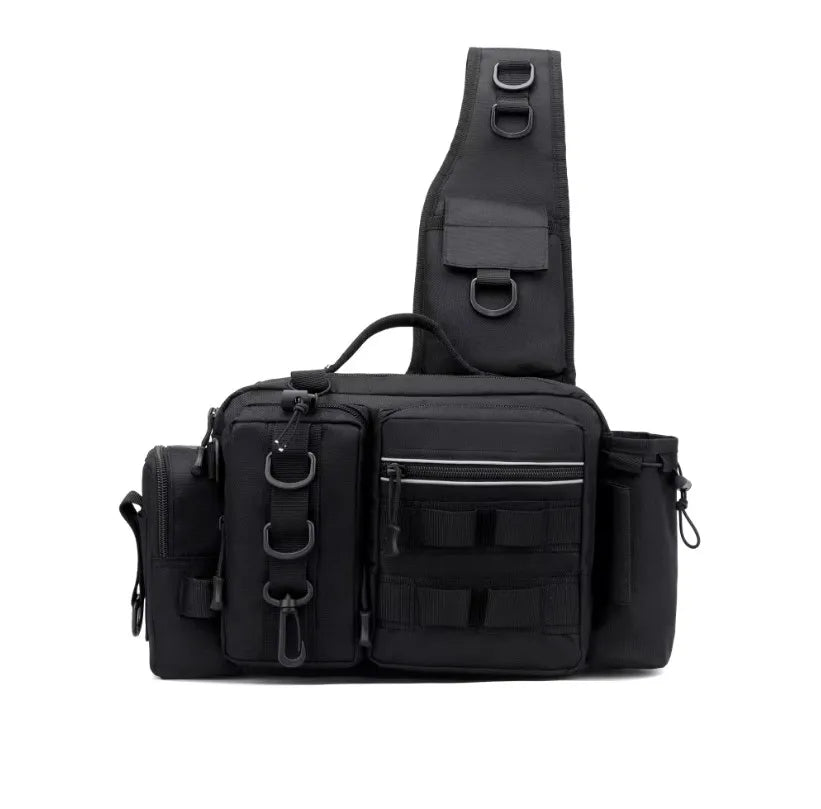 Fishing Tackle Backpack & Crossbody Bag with Rod Holder