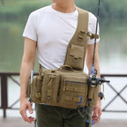 Fishing Tackle Backpack & Crossbody Bag with Rod Holder