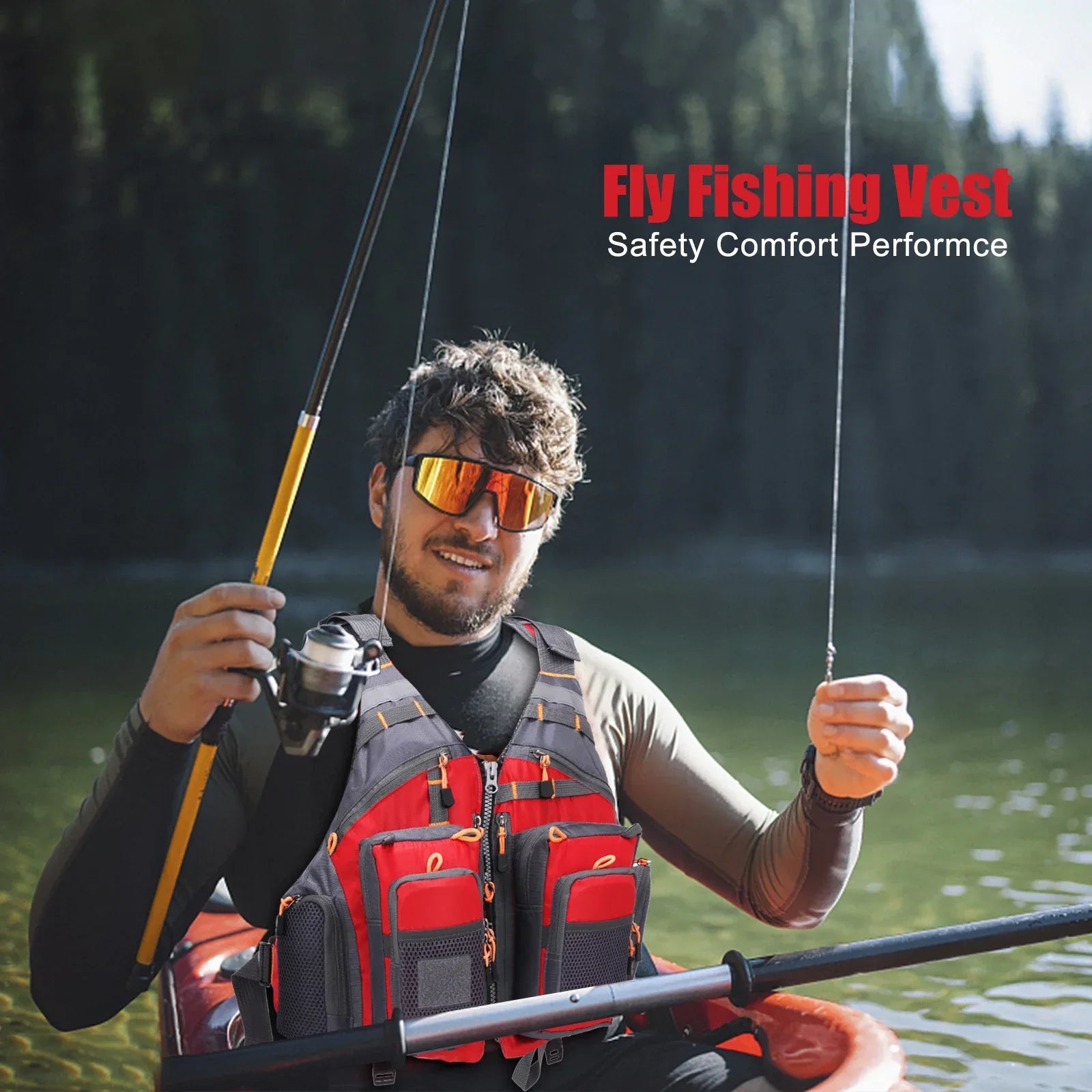 Breathable Fishing Life Vest | 11-Pocket 209 lb Flotation Jacket