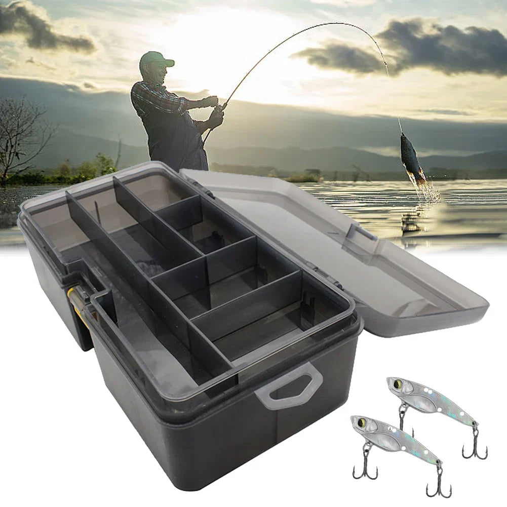 Double Layer Fishing Box Waterproof Plastic Lure Adjustable Dividers