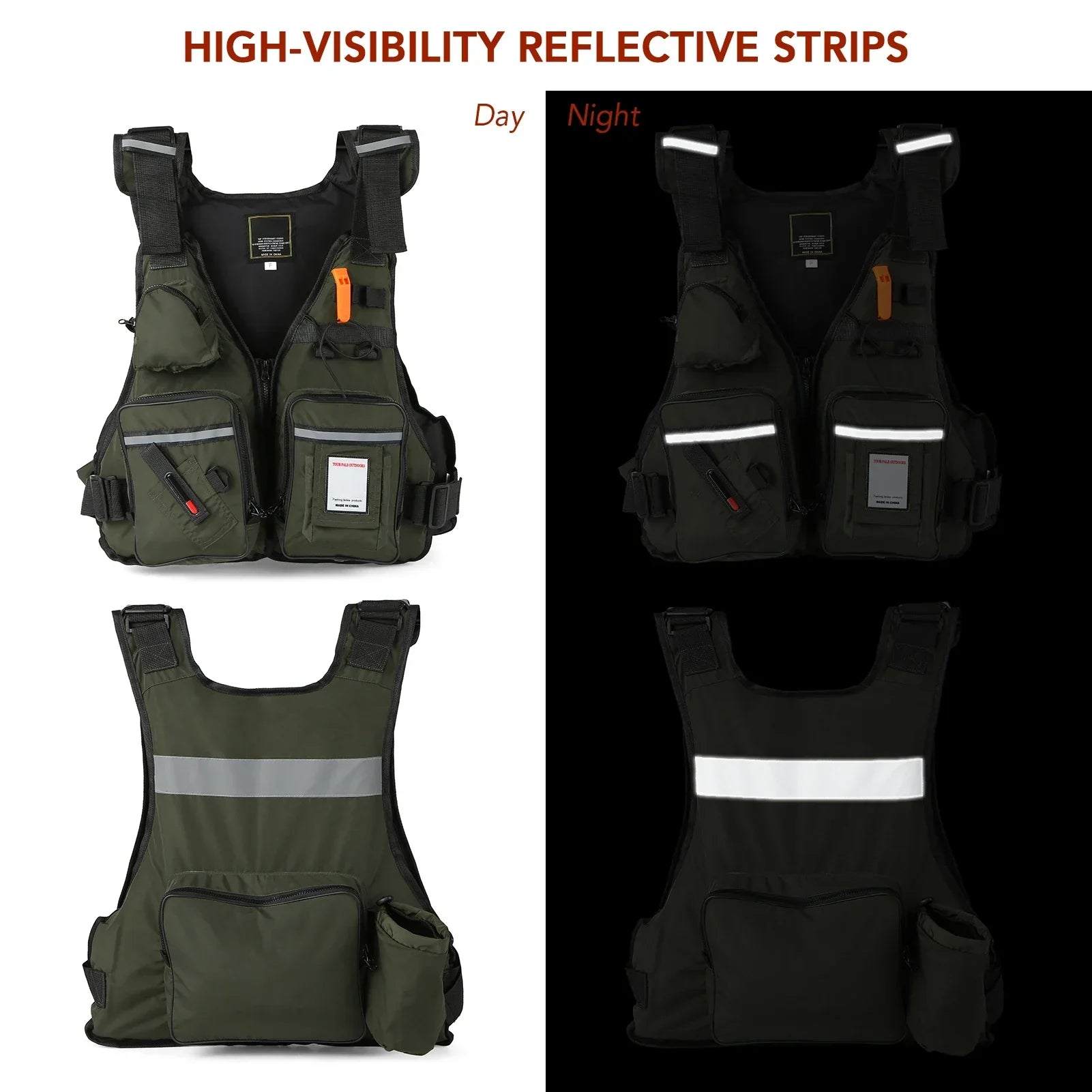 Multi-pockets Fly Fishing Jacket Buoyancy Vest Water Bottle Holder