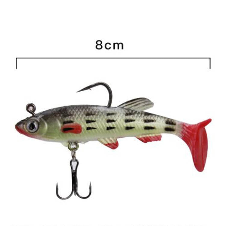 5 PCS Fish-Bait Road Sub-Bait Lead Fish With Single Hook And Three Anchor Hook Bait, 8cm 14g