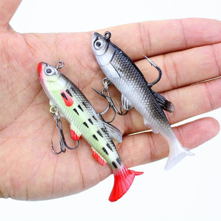 5 PCS Fish-Bait Road Sub-Bait Lead Fish With Single Hook And Three Anchor Hook Bait, 8cm 14g