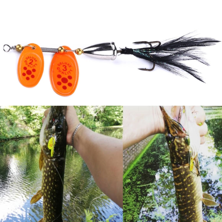HENGJIA SP304 6.5cm 13g Feather Hook Rotating Sequin Road Lure Bait, SP304 Black, SP304 Yellow, SP304 Orange Red