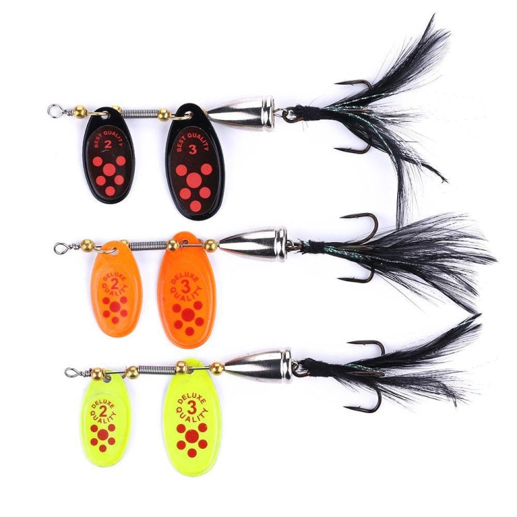 HENGJIA SP304 6.5cm 13g Feather Hook Rotating Sequin Road Lure Bait, SP304 Black, SP304 Yellow, SP304 Orange Red