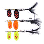 HENGJIA SP304 6.5cm 13g Feather Hook Rotating Sequin Road Lure Bait, SP304 Black, SP304 Yellow, SP304 Orange Red