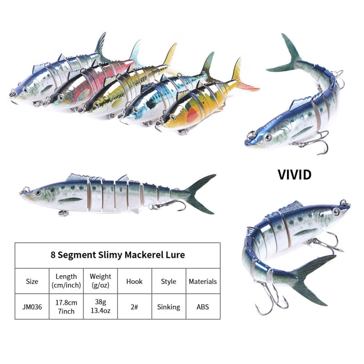HENGJIA 17.8cm 38g 8 Section Fish Fake Bait, JM036 (1), JM036 (2), JM036 (3), JM036 (4), JM036 (5)