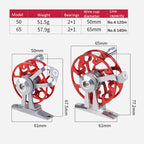 Ice Fishing Raft Reel Fly Reel With Base All Metal Hollow Fishing Tackle, 50mm Red, 50mm Gold, 65mm Red, 65mm Purple, 65mm Gold