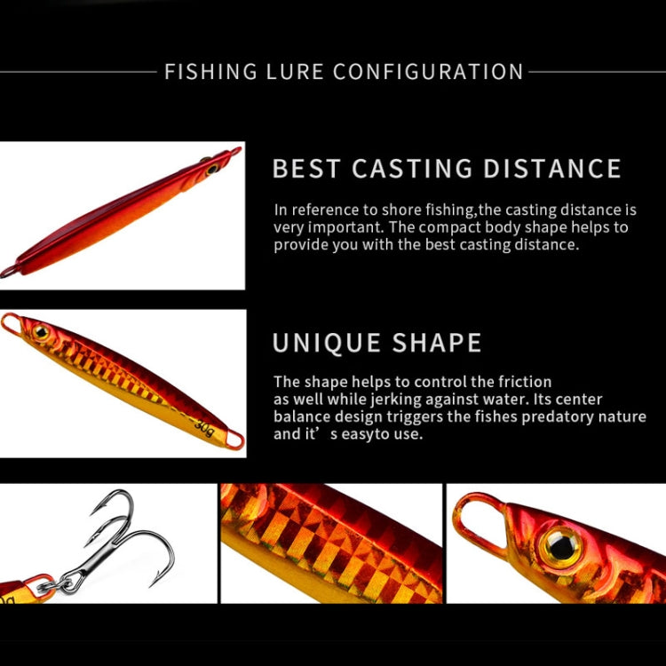 PROBEROS LF128 Long Casting Lure Iron Plate Lead Fish Freshwater Sea Fishing Warp Bass Metal Sequins Baits, 7g, 10g, 15g, 20g, 30g