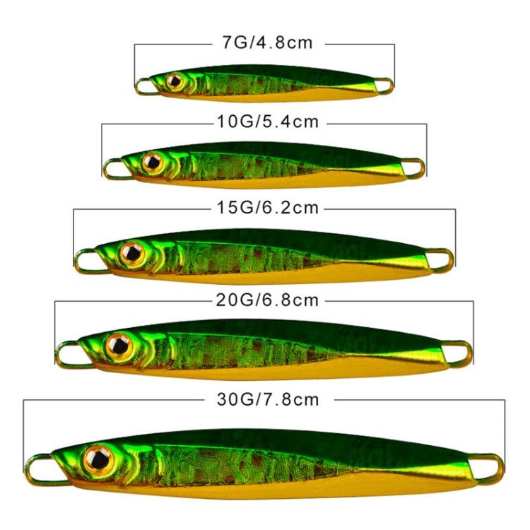 PROBEROS LF128 Long Casting Lure Iron Plate Lead Fish Freshwater Sea Fishing Warp Bass Metal Sequins Baits, 7g, 10g, 15g, 20g, 30g