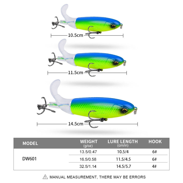 PROBEROS DW601 360 Degree Rotating Propeller Lures Topwater Tethered Tractor Floating Fake Fish Bait, 10.5cm/13.5g, 11.5cm/16.5g, 14.5cm/32.5g