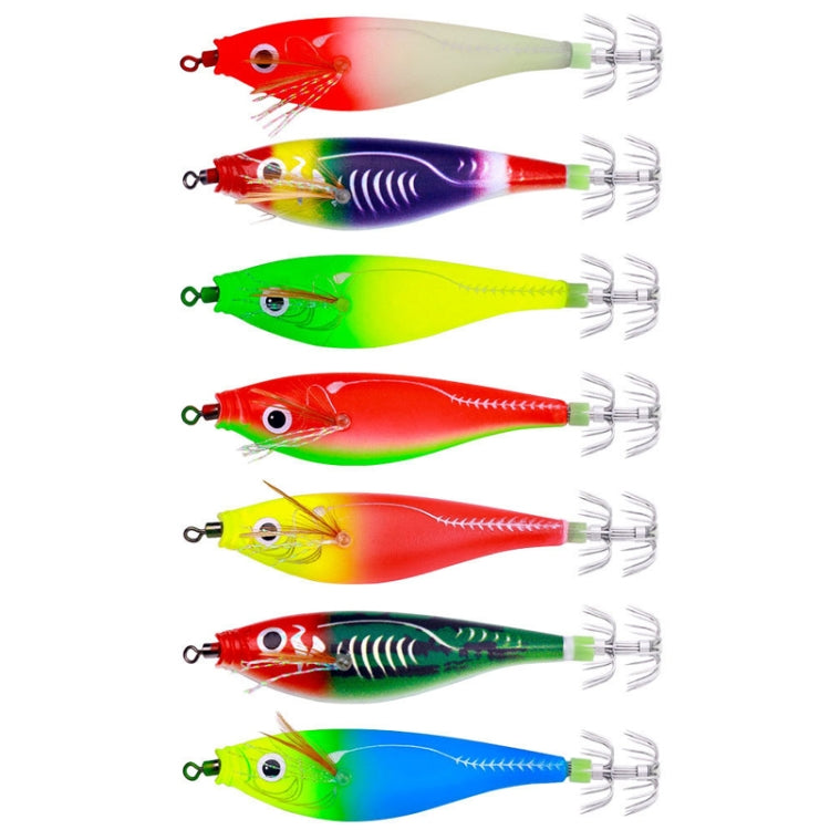 7colors /Set HENGJIA SJ051 Luminous Wooden Shrimp Dummy Bait Squid Hook Hard Bait, 9.5cm 10g