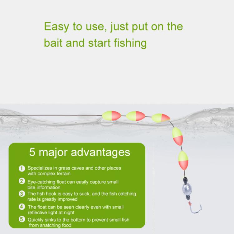 10pcs /Pack  3.6m Traditional Seven Star Fishing Float Line Set With Single Hook, 2.0